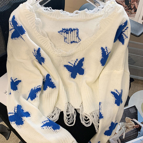 Womens Korean Fashion Knitted Sweaters Cropped Off Shoulder