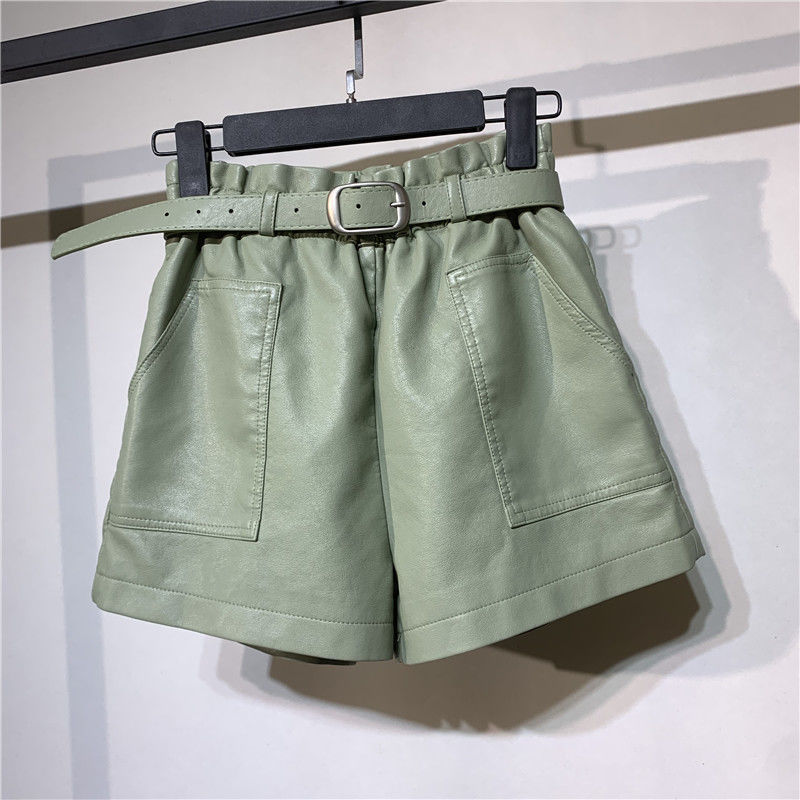 Womens Faux Leather Shorts High Waist