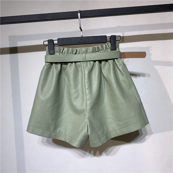 Womens Faux Leather Shorts High Waist