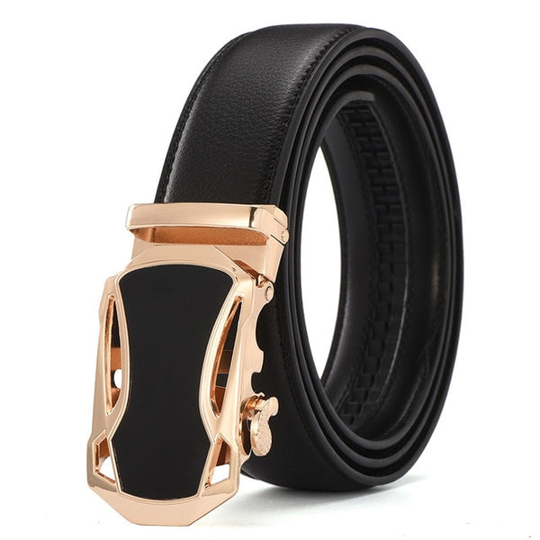 Mens Luxury Designer Cowhide Leather Belts, Automatic Buckle