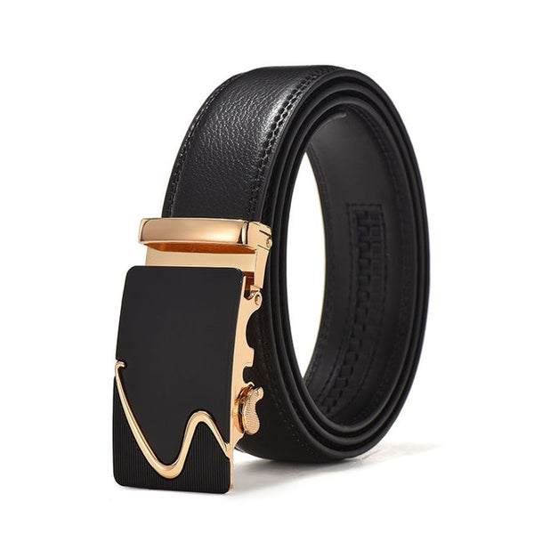 Mens Luxury Designer Cowhide Leather Belts, Automatic Buckle