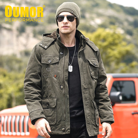 Mens Winter Military Jacket w Cargo Pockets