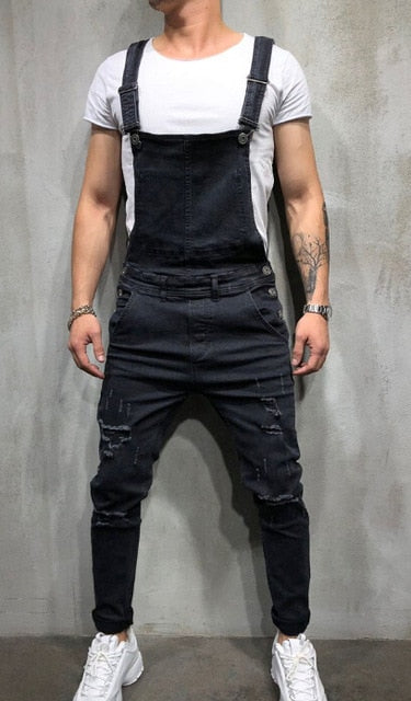 Men's Fashion Ripped Jean Overalls S-XXXL