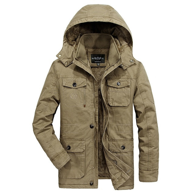 Mens Winter Military Jacket w Cargo Pockets