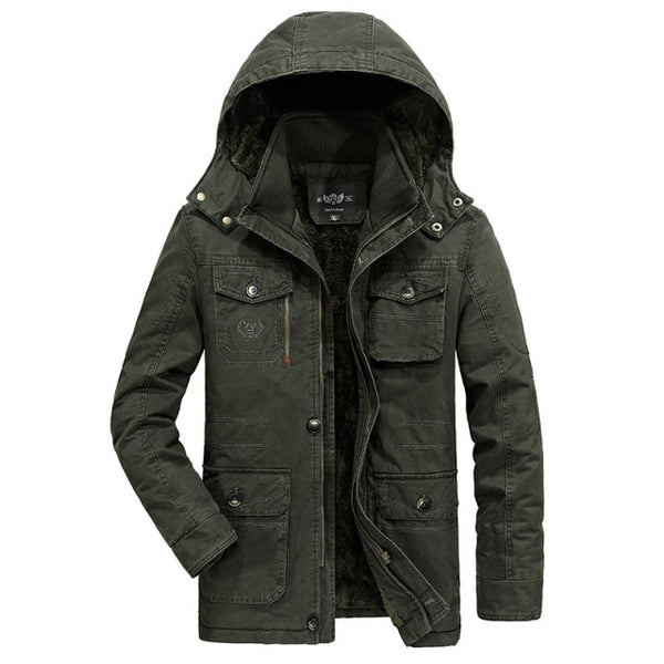 Mens Winter Military Jacket w Cargo Pockets