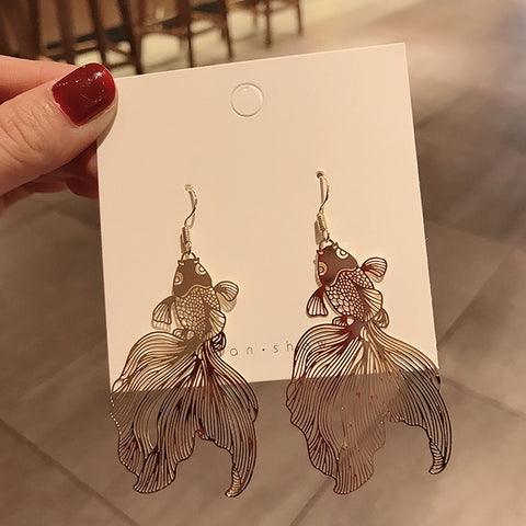 Womens Chinese Style Goldfish Earrings - Crosses heart lock & Key & more