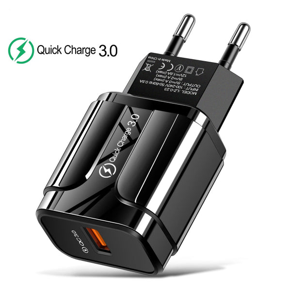 3A Quick EU Wall Charger 3.0 USB iPhone Samsung Xiaomi