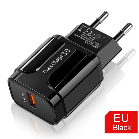 3A Quick EU Wall Charger 3.0 USB iPhone Samsung Xiaomi