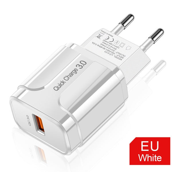 3A Quick EU Wall Charger 3.0 USB iPhone Samsung Xiaomi