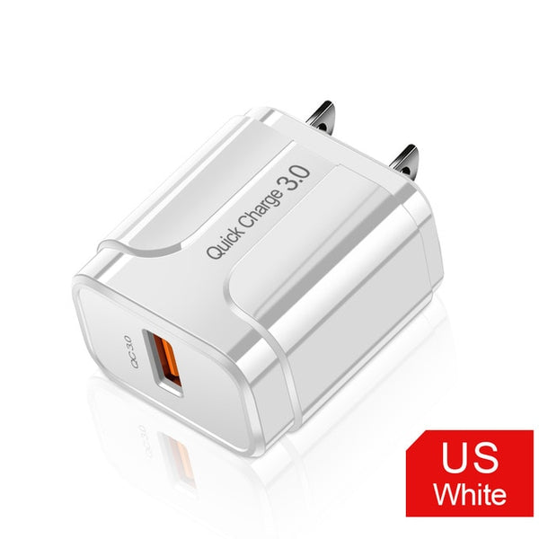 3A Quick EU Wall Charger 3.0 USB iPhone Samsung Xiaomi