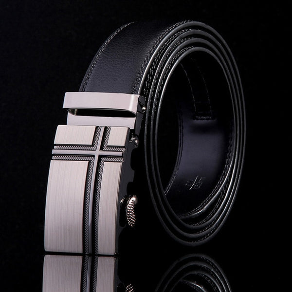 Mens Luxury Designer Cowhide Leather Belts, Automatic Buckle