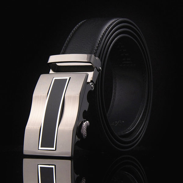 Mens Luxury Designer Cowhide Leather Belts, Automatic Buckle