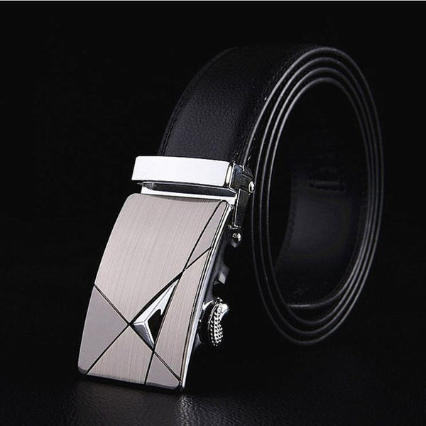 Mens Luxury Designer Cowhide Leather Belts, Automatic Buckle