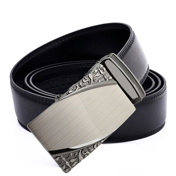 Mens Luxury Designer Cowhide Leather Belts, Automatic Buckle