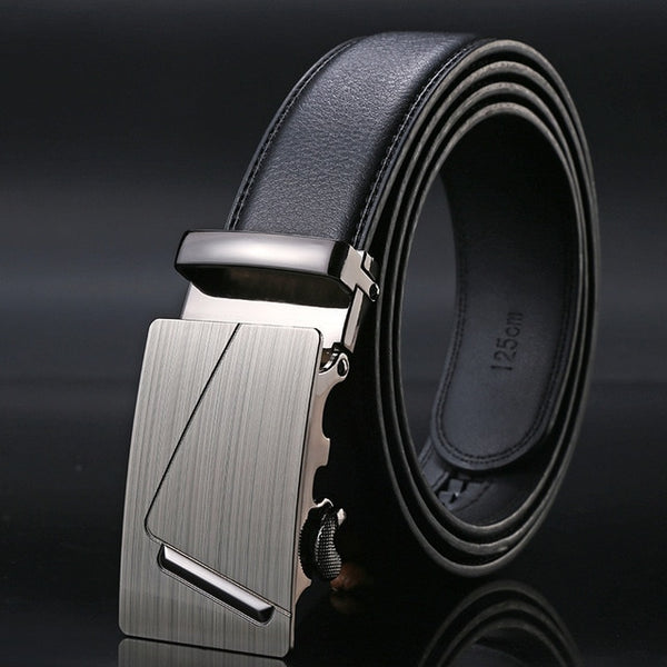 Mens Luxury Designer Cowhide Leather Belts, Automatic Buckle