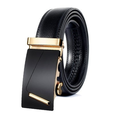 Mens Luxury Designer Cowhide Leather Belts, Automatic Buckle
