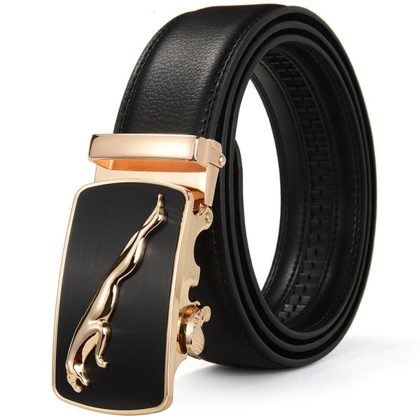 Mens Luxury Designer Cowhide Leather Belts, Automatic Buckle