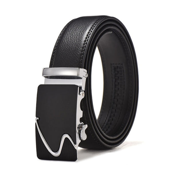 Mens Luxury Designer Cowhide Leather Belts, Automatic Buckle