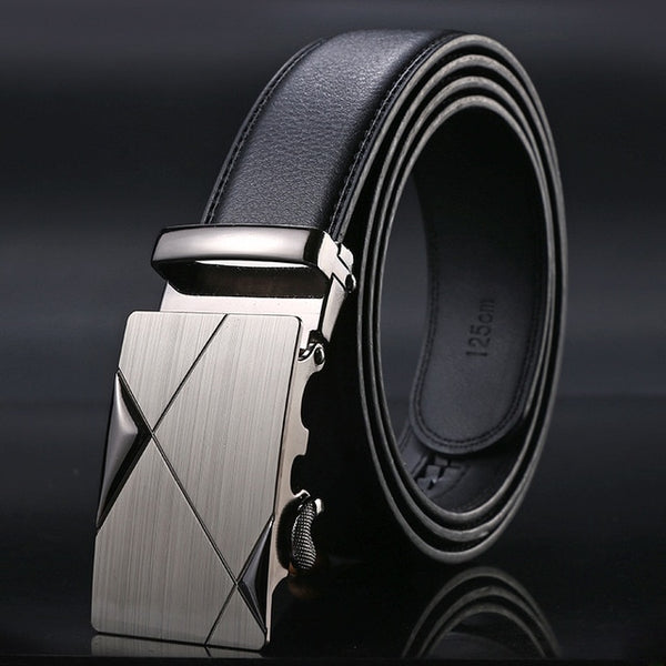 Mens Luxury Designer Cowhide Leather Belts, Automatic Buckle