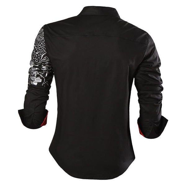Mens Casual Slim Fit Dress Shirt -  Dragon
