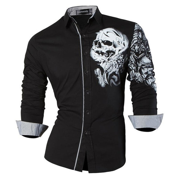 Mens Casual Slim Fit Dress Shirt -  Dragon