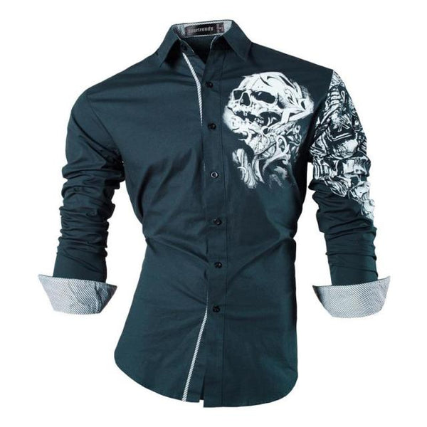 Mens Casual Slim Fit Dress Shirt -  Dragon