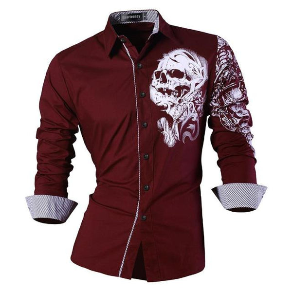 Mens Casual Slim Fit Dress Shirt -  Dragon