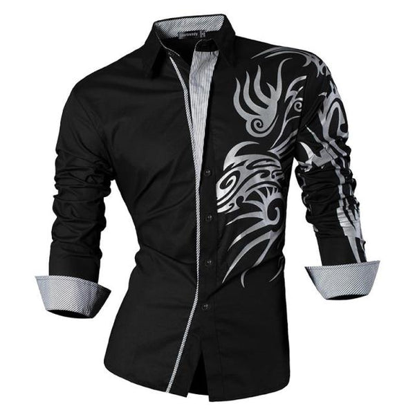 Mens Casual Slim Fit Dress Shirt -  Dragon