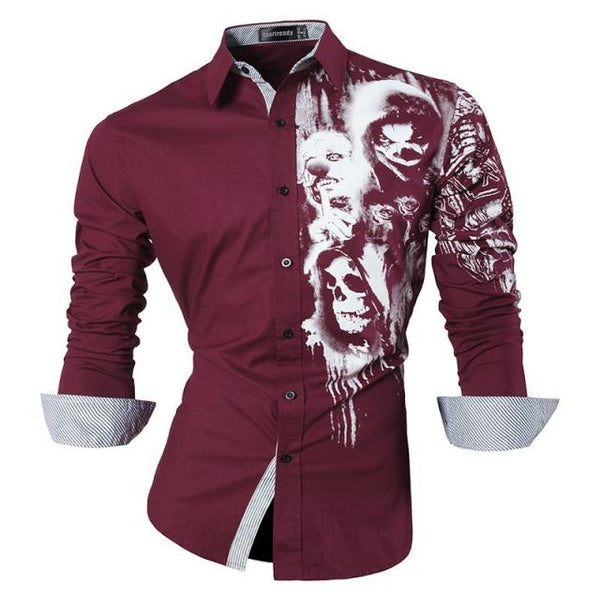 Mens Casual Slim Fit Dress Shirt -  Dragon
