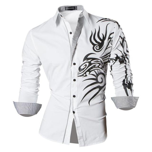Mens Casual Slim Fit Dress Shirt -  Dragon