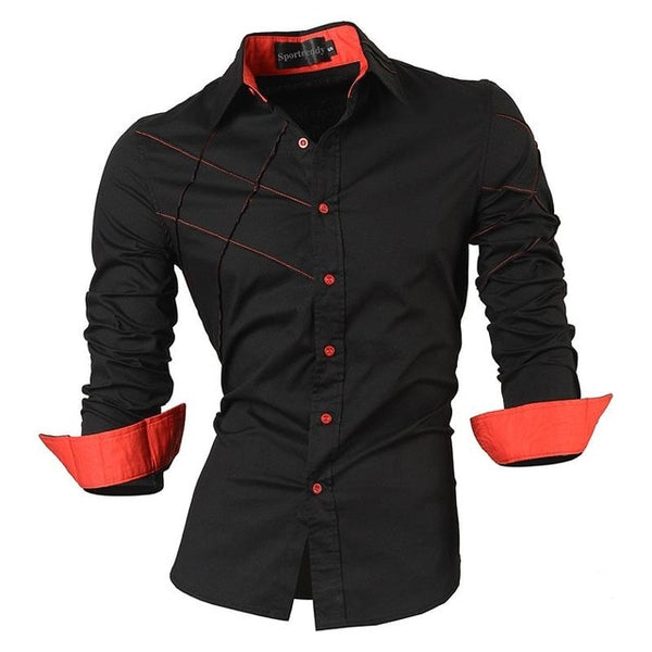 Mens Casual Slim Fit Dress Shirt -  Dragon