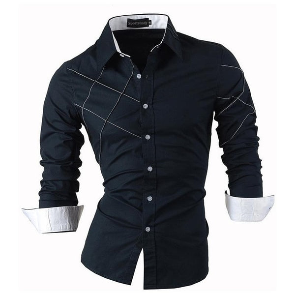 Mens Casual Slim Fit Dress Shirt -  Dragon