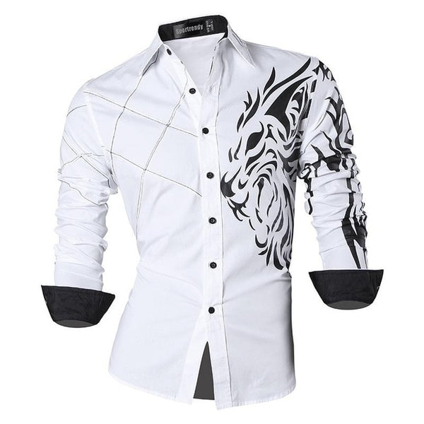 Mens Casual Slim Fit Dress Shirt -  Dragon