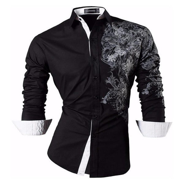Mens Casual Slim Fit Dress Shirt -  Dragon