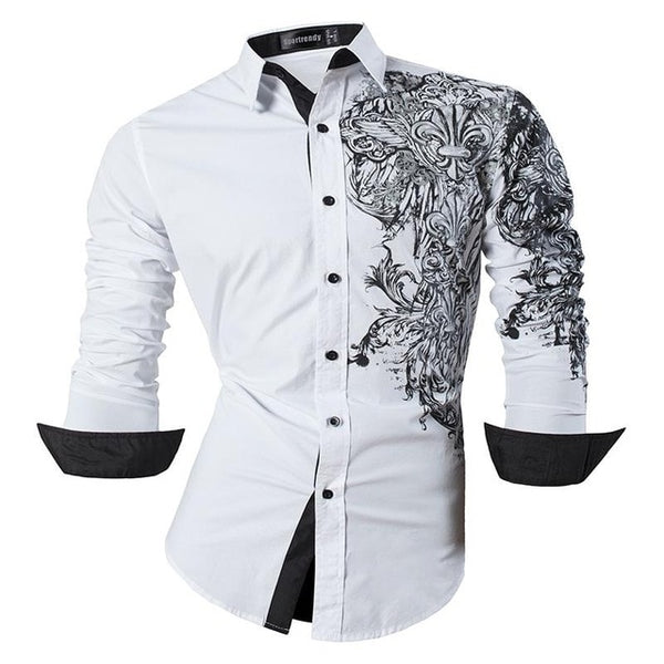 Mens Casual Slim Fit Dress Shirt -  Dragon