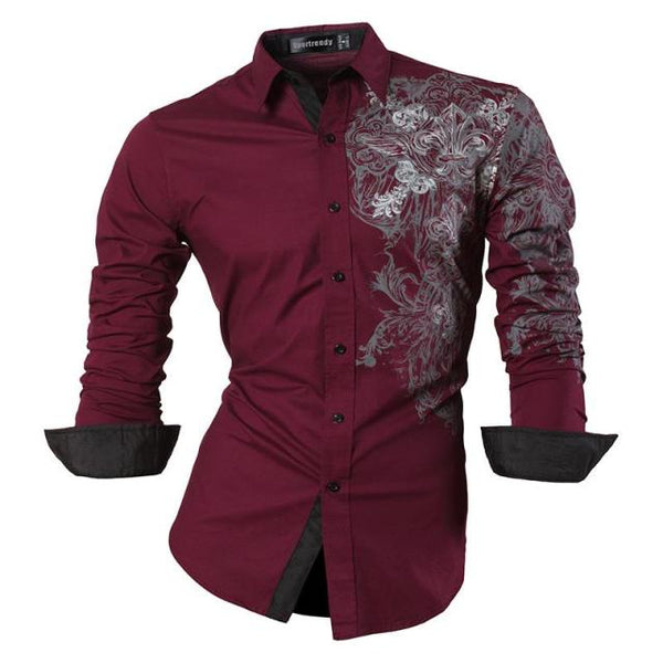 Mens Casual Slim Fit Dress Shirt -  Dragon
