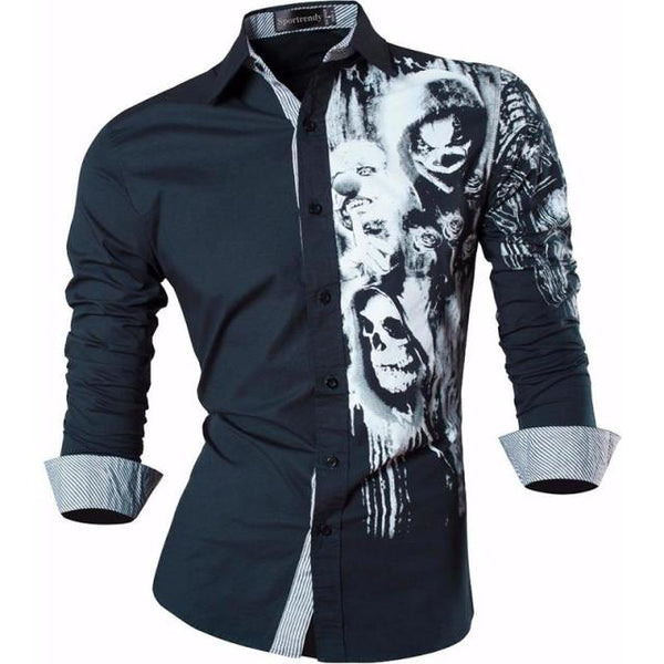 Mens Casual Slim Fit Dress Shirt -  Dragon