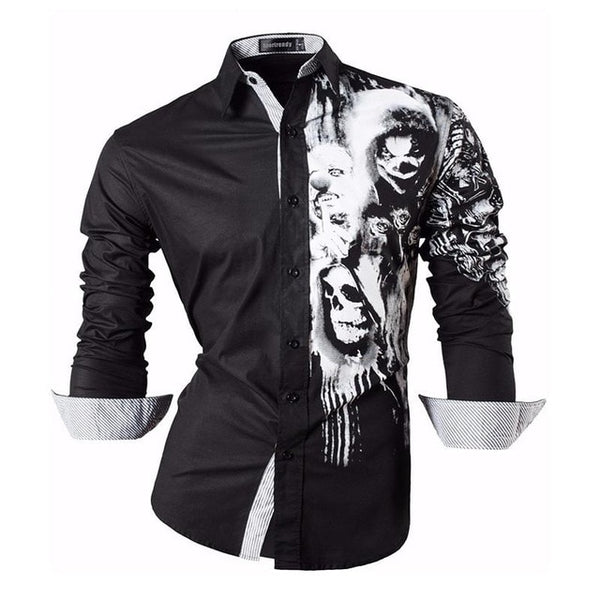 Mens Casual Slim Fit Dress Shirt -  Dragon