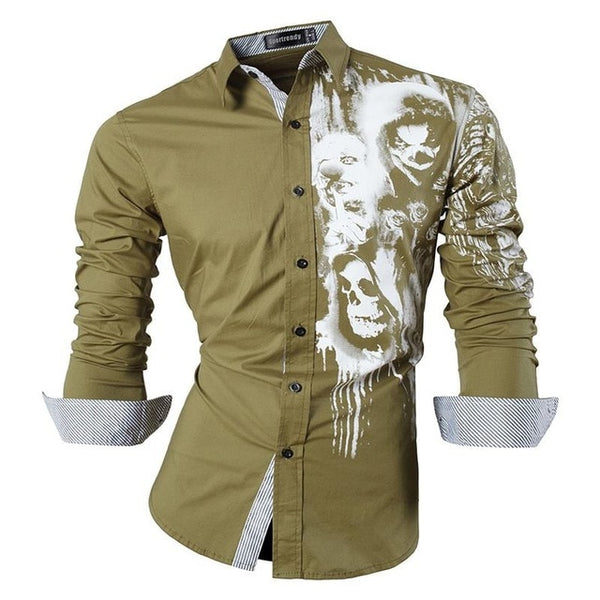Mens Casual Slim Fit Dress Shirt -  Dragon