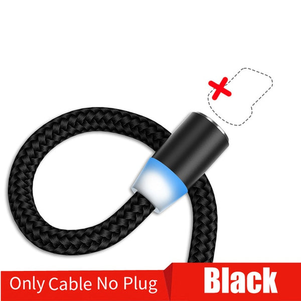 Round Magnetic  Fast Charging Cable plugs iPhone Type-C Micro USB