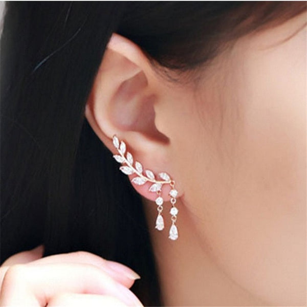 Womens New Fashion Climbing Earrings - Pearls Angel Wings Leaf Feather Flowers