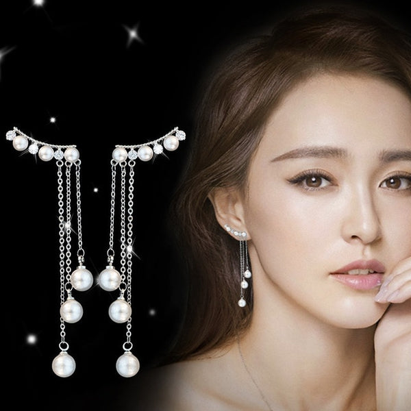 Womens New Fashion Climbing Earrings - Pearls Angel Wings Leaf Feather Flowers
