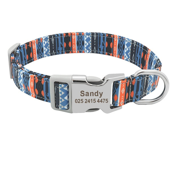 Personalized Nylon ID Dog Collar - Free Engraving Small Medium Large Dogs