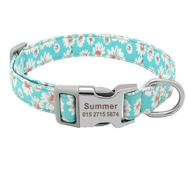 Personalized Nylon ID Dog Collar - Free Engraving Small Medium Large Dogs