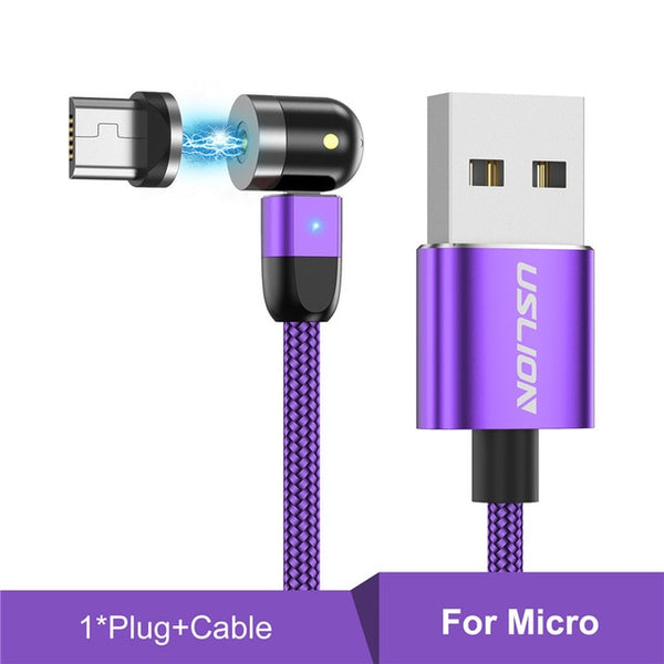 Fast Charging Micro USB, Type C, Mobile Phone Cable w Rotating Magnetic Head