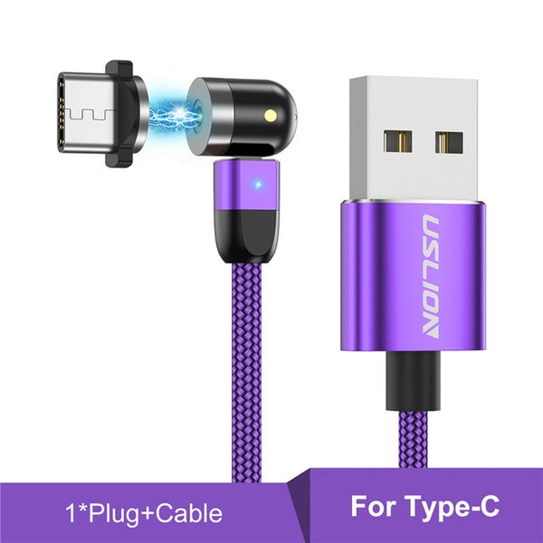 Fast Charging Micro USB, Type C, Mobile Phone Cable w Rotating Magnetic Head