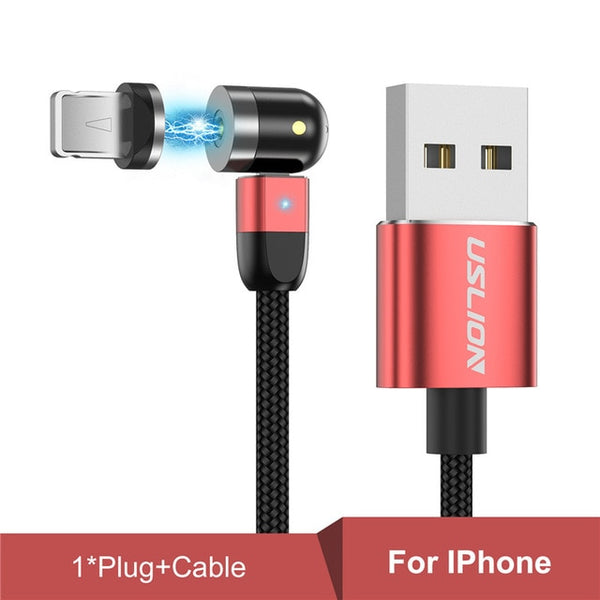 Fast Charging Micro USB, Type C, Mobile Phone Cable w Rotating Magnetic Head
