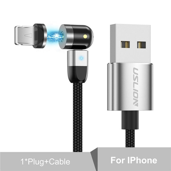Fast Charging Micro USB, Type C, Mobile Phone Cable w Rotating Magnetic Head
