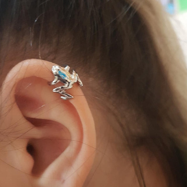 Womens Silver Frog Ear Cuff Earrings, No Piercing