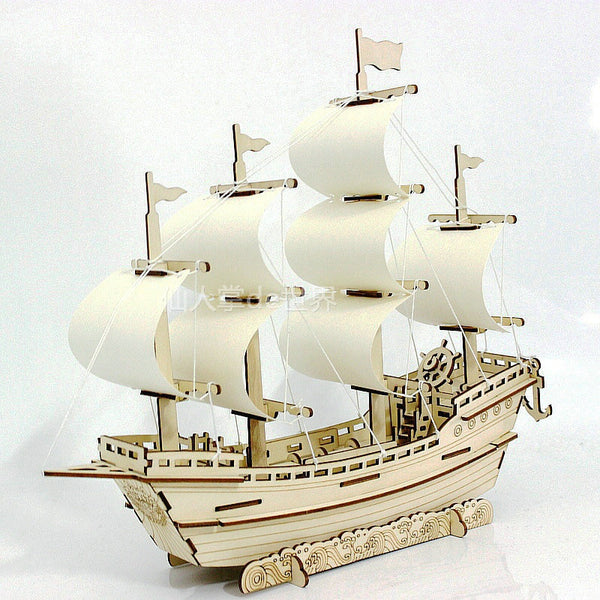 3D DIY Wooden Jigsaw Puzzle Model Building Kits - Sailing Ship